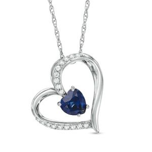 Heart-Shaped Blue & White Sapphire Heart Pendant
